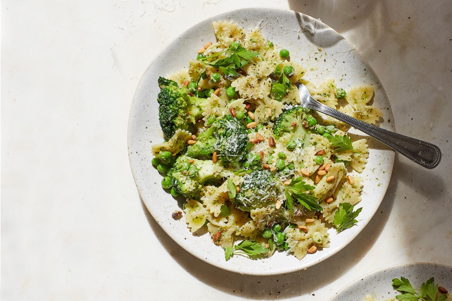Broccoli Stem Pesto Pasta Salad