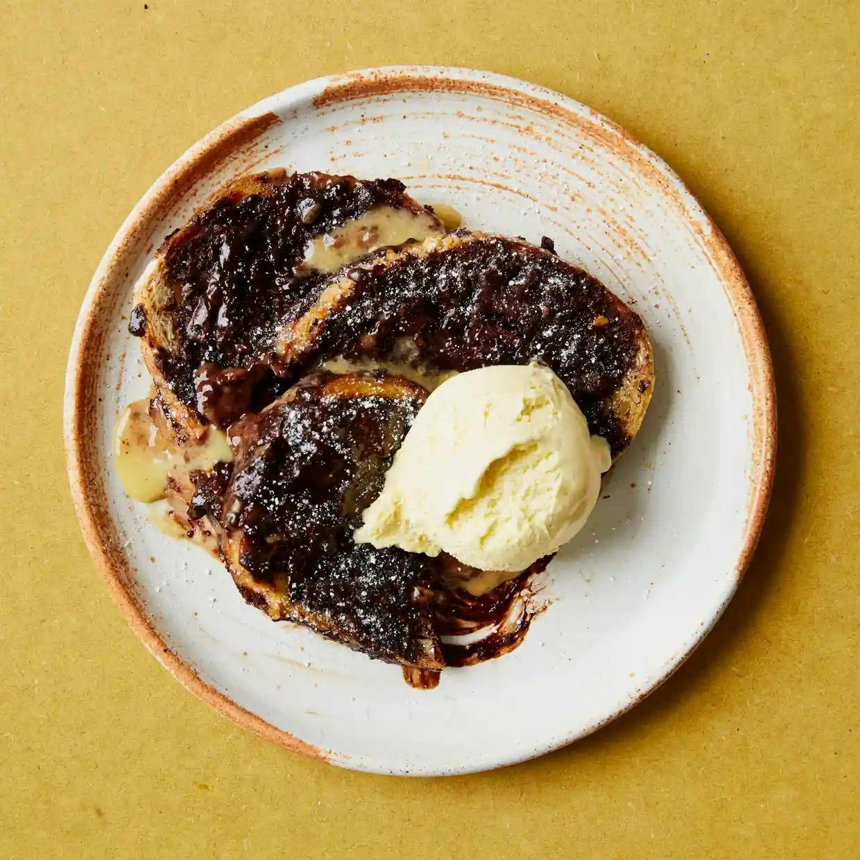 Chocolate-and-hazelnut bread-and-butter pudding