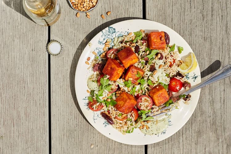 Crispy Tofu and Olive Rice